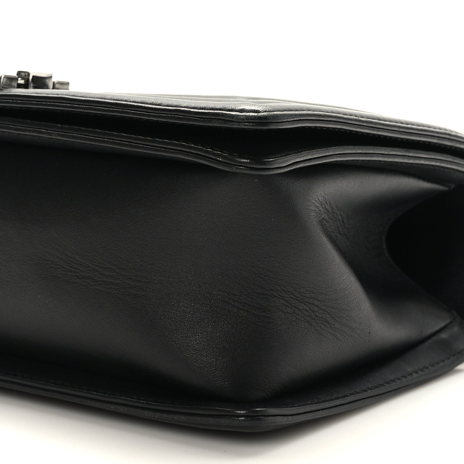 Chanel Calfskin Chevron Quilted Medium Chain Boy Flap Black 9 of 9