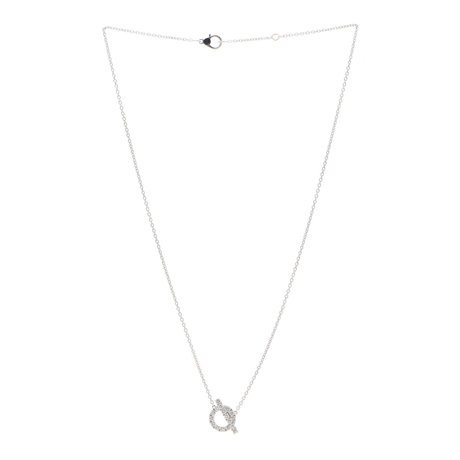 Hermes 18K White Gold Diamond Finesse Pendant Necklace 3 of 5