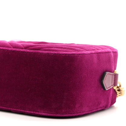 Gucci Velvet Matelasse Small GG Marmont Chain Shoulder Bag Fuchsia Violet Cyclamen 9 of 11