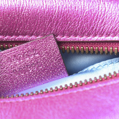Gucci Laminated Nappa Matelasse Small GG Marmont Chain Shoulder Bag Fuxia Rosso Rosa 7 of 10