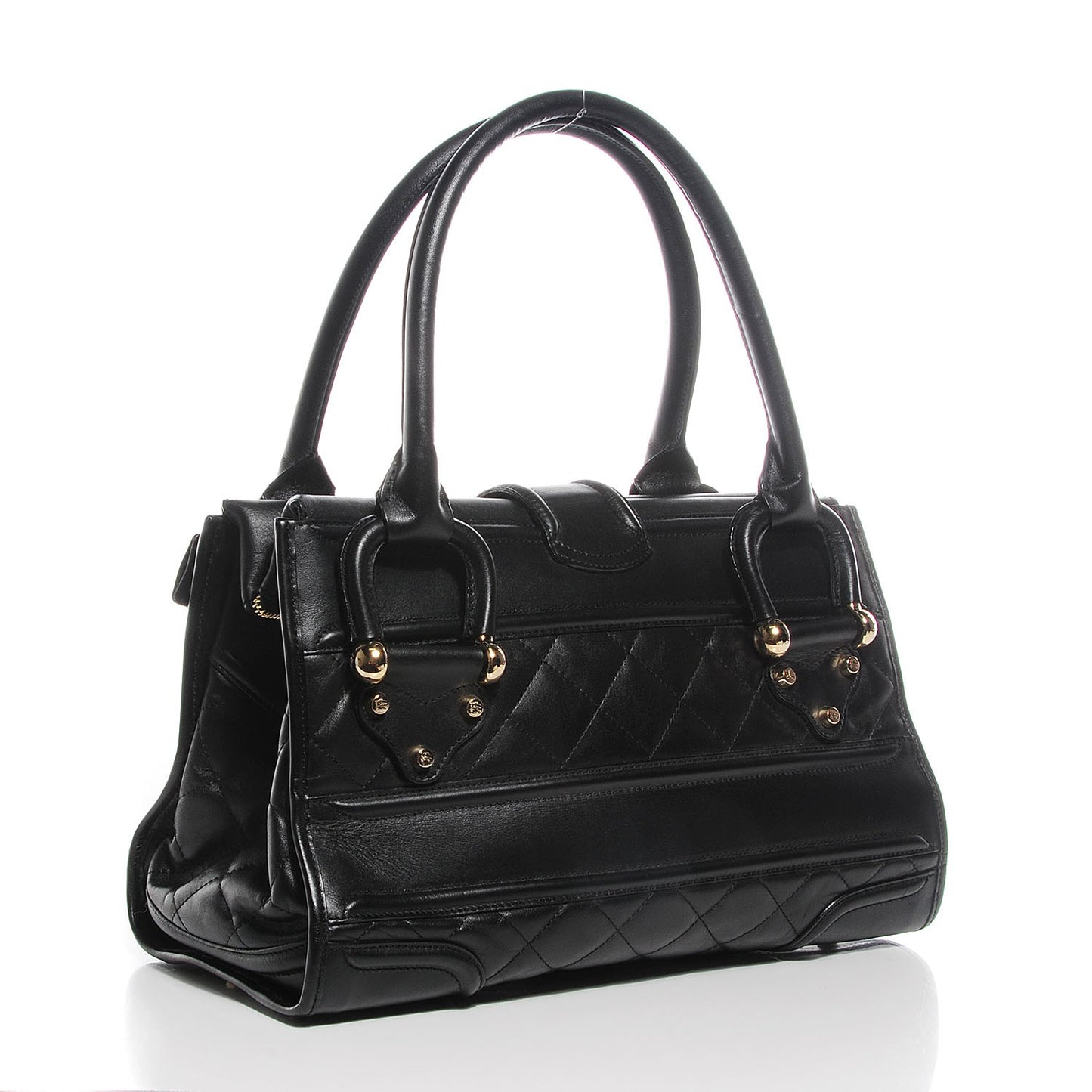 Calfskin Quilted Large Manor Tote Black