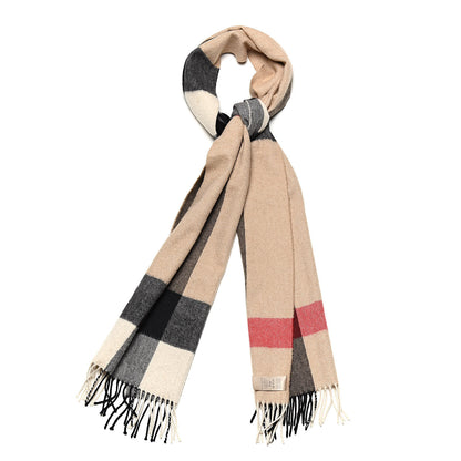 Burberry Cashmere Mega Check Fringe Scarf Camel 1 of 6