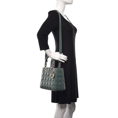 Christian Dior Lambskin Cannage Medium Lady Dior Orage 2 of 13