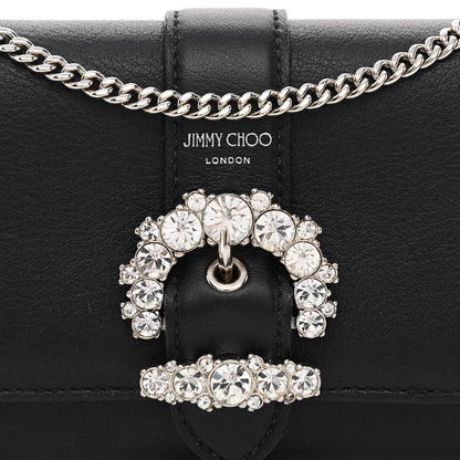 Jimmy Choo Calfskin Crystal Cheri Wallet on Chain Bag Black 8 of 11