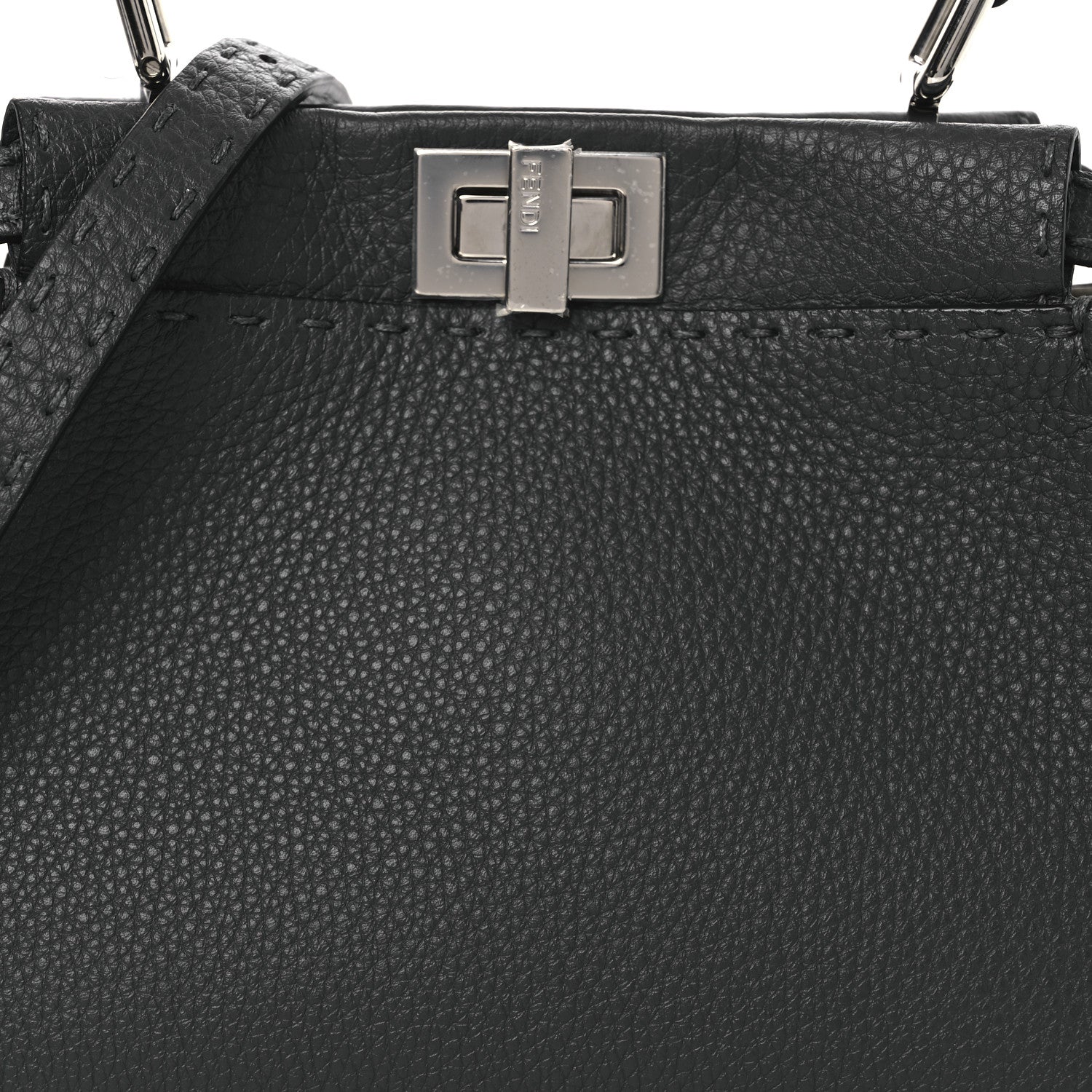 Fendi Cuoio Romano Selleria Bi-Color Mini Peekaboo Iconic Satchel Asfalto Latte 7 of 11