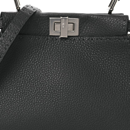 Fendi Cuoio Romano Selleria Bi-Color Mini Peekaboo Iconic Satchel Asfalto Latte 7 of 11