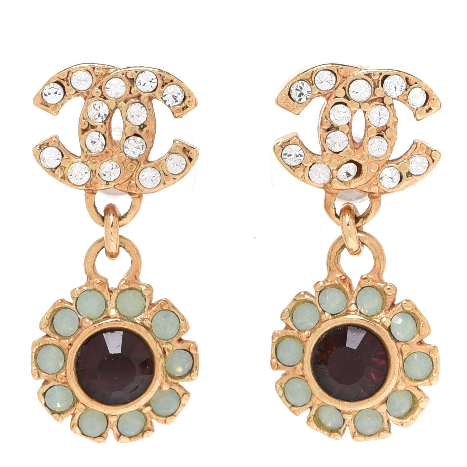 Chanel Crystal CC Drop Earrings 1 of 5