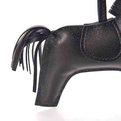 Hermes Milo Lambskin Grigri Rodeo Horse Bag Charm MM So Black 6 of 7