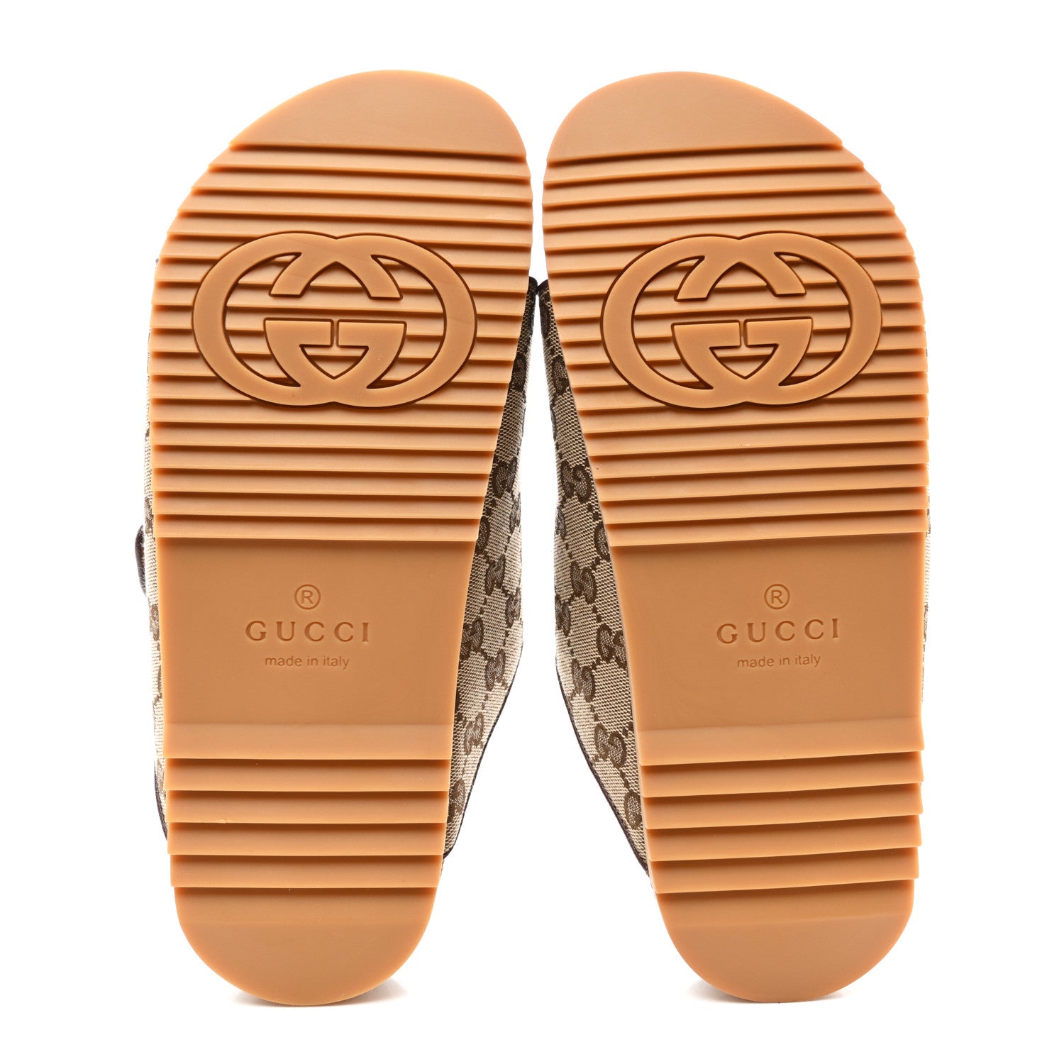 Gucci GG Monogram Lavaredo Eco Fabric Mens Slide Sandals With Straps 7 Beige Ebony Light Brown 5 of 8