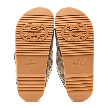 Gucci GG Monogram Lavaredo Eco Fabric Mens Slide Sandals With Straps 7 Beige Ebony Light Brown 5 of 8