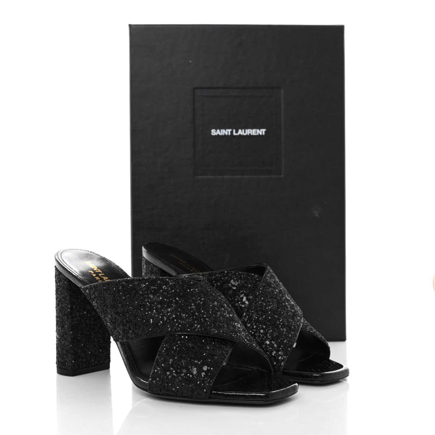 Glitter LouLou 70 Mule Sandals 38 Black