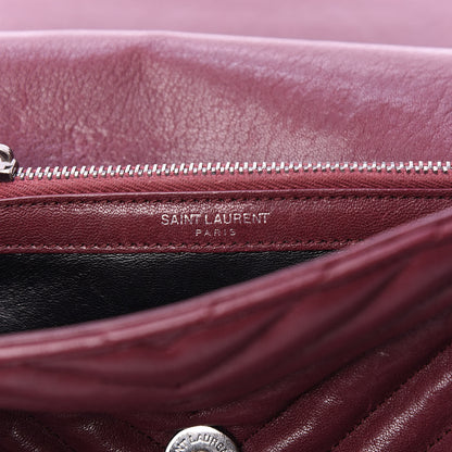 Saint Laurent Sheepskin Matelasse Chevron Monogram Medium College Bag Amaranto 10 of 12