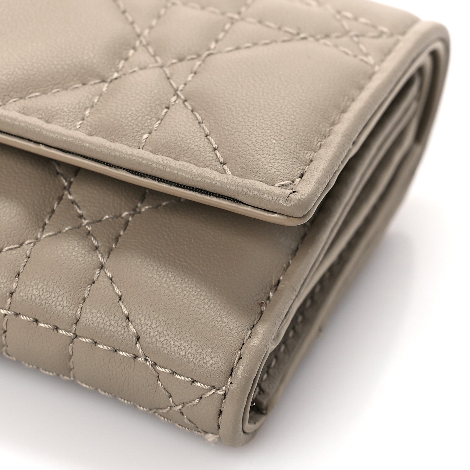 Christian Dior Lambskin Cannage Lady Dior Lotus Wallet Hazelnut 8 of 9