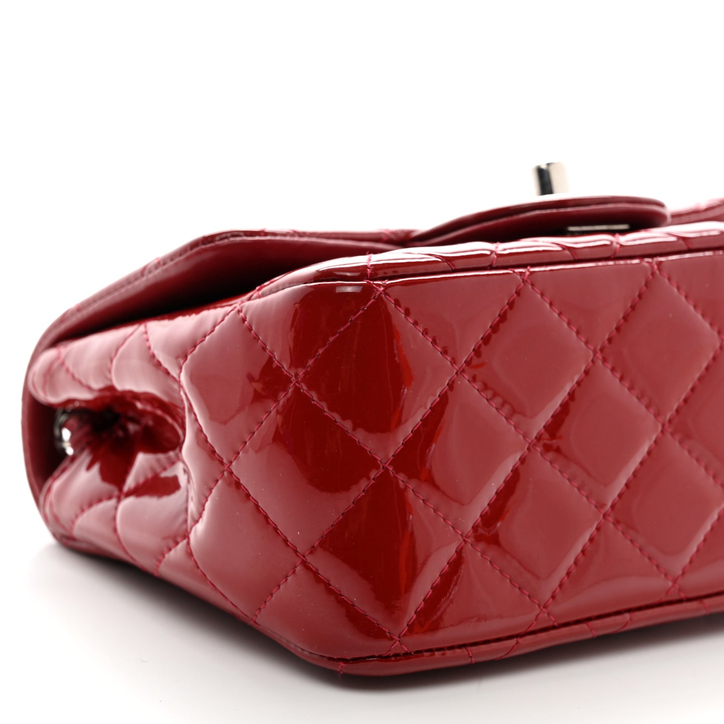 Patent Quilted Mini Square Flap Red