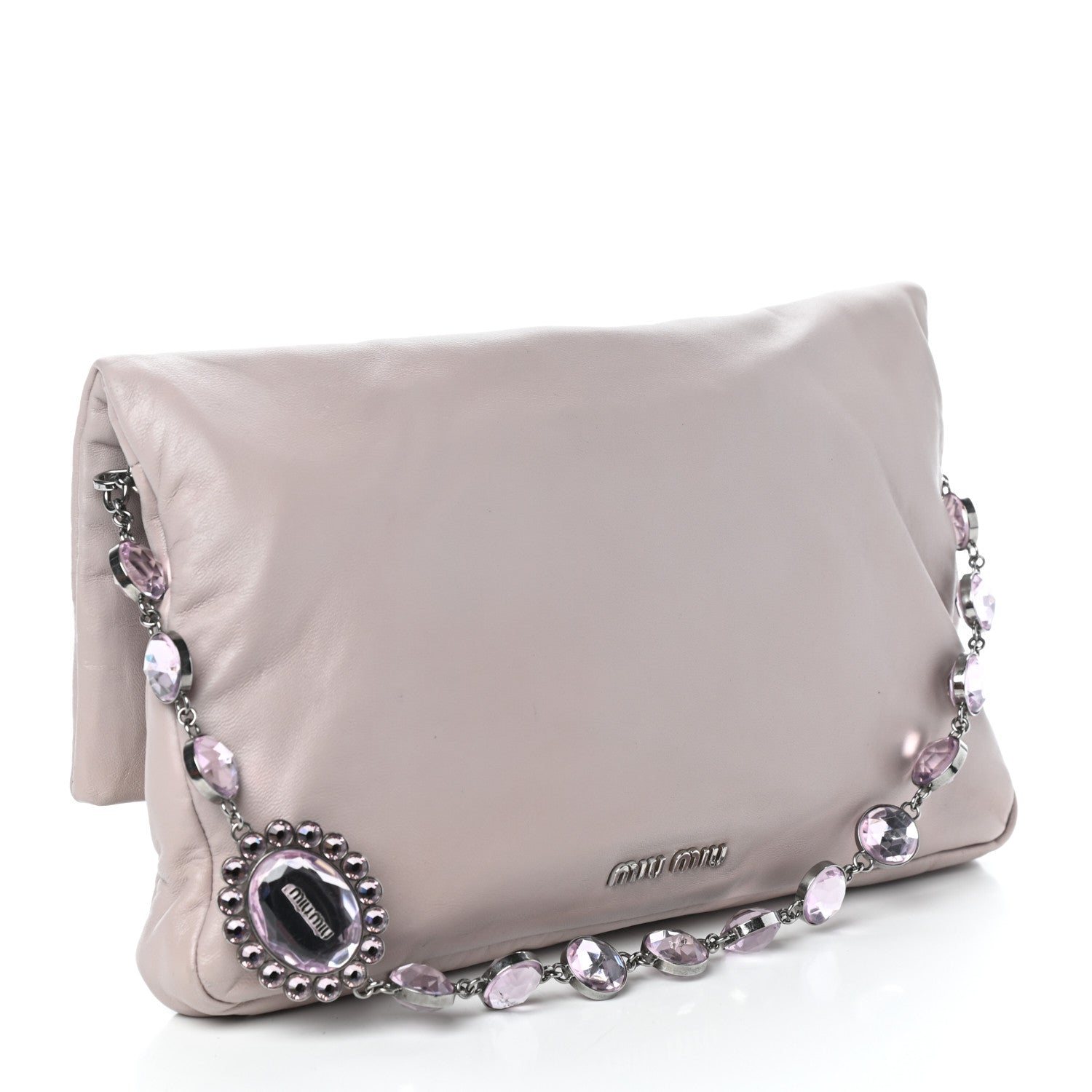 Miu Miu Nappa Crystal Flap Clutch Pomice 3 of 9