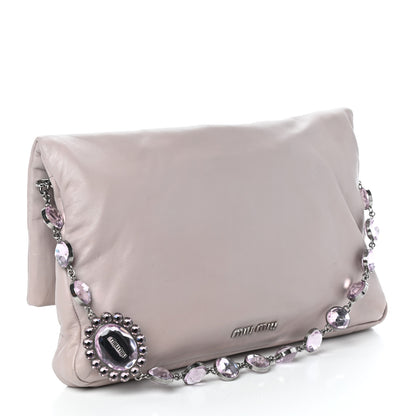 Miu Miu Nappa Crystal Flap Clutch Pomice 3 of 9