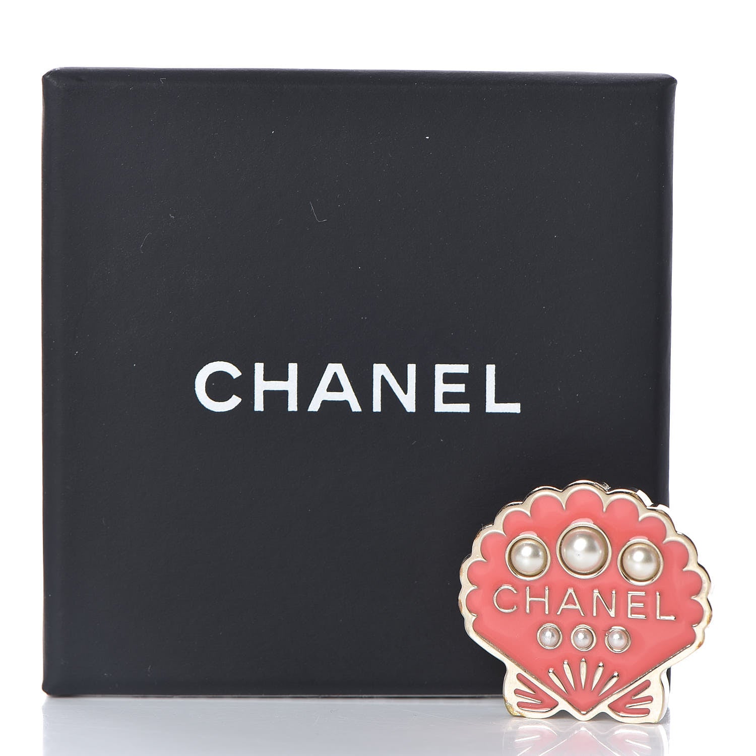 Chanel Enamel Pearl Seashell Brooch Pink Gold 5 of 5