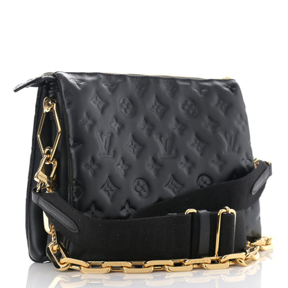 Louis Vuitton Lambskin Embossed Monogram Coussin PM Black 3 of 11