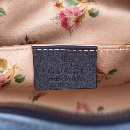 Gucci Denim Matelasse Small Pearly GG Marmont Chain Shoulder Bag Blue 6 of 8