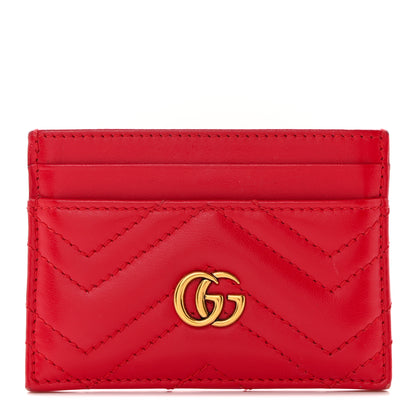 Gucci Calfskin Matelasse GG Marmont Card Holder Hibiscus Red 1 of 8