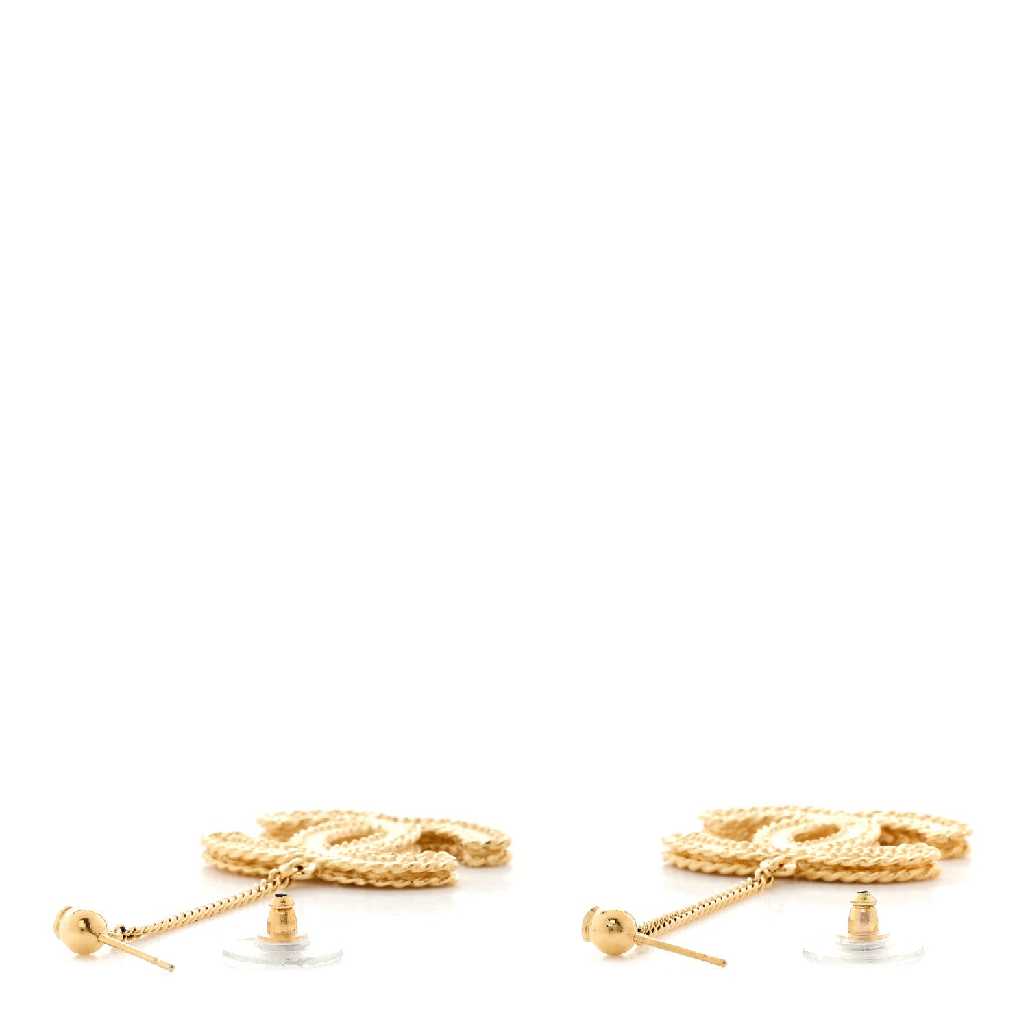 Chanel CC Drop Earrings Matte Gold 4 of 5