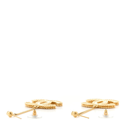 Chanel CC Drop Earrings Matte Gold 4 of 5