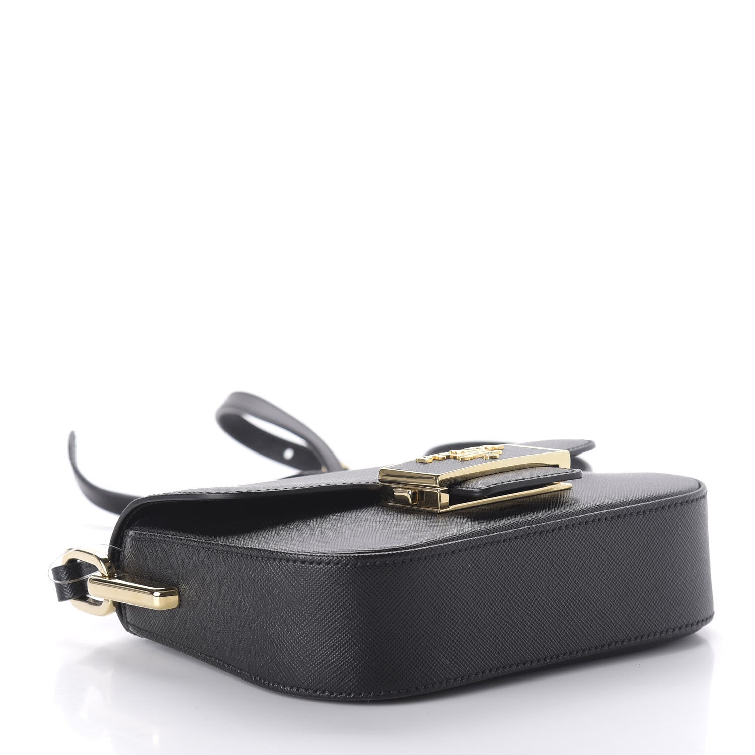 Prada Saffiano Lux Embleme Flap Shoulder Bag Black 4 of 9