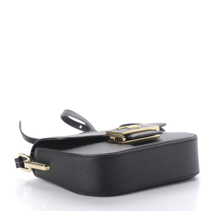 Prada Saffiano Lux Embleme Flap Shoulder Bag Black 4 of 9