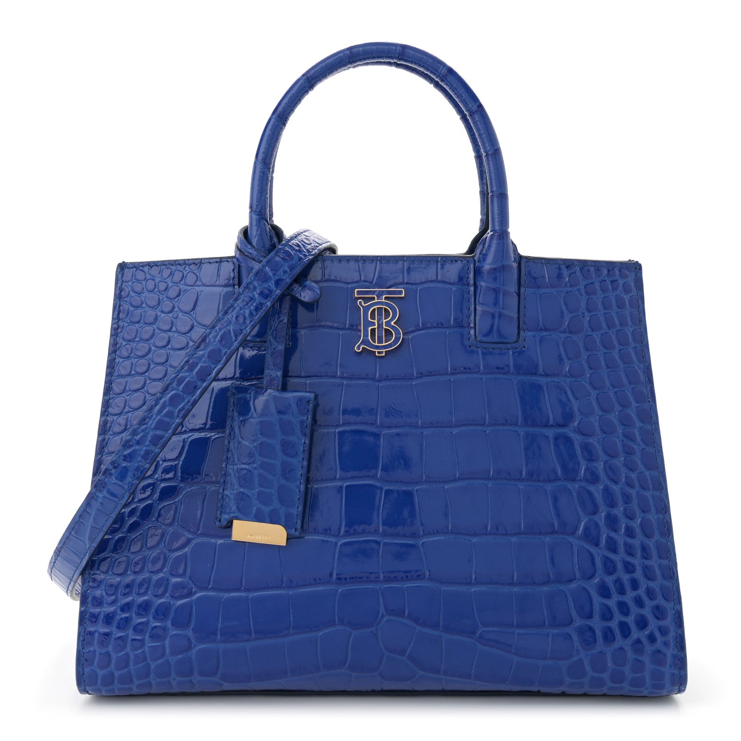 Burberry Crocodile Embossed Calfskin Mini Frances Tote Blue 1 of 9