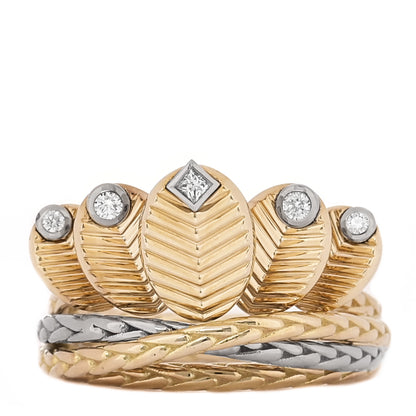 Cartier 18K Yellow White Gold Diamond Grain de Cafe Ring 57 8 1 of 5
