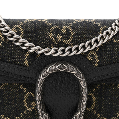 Gucci Jacquard Black Denim GG Monogram Super Mini Dionysus Shoulder Bag Black Ivory 8 of 11