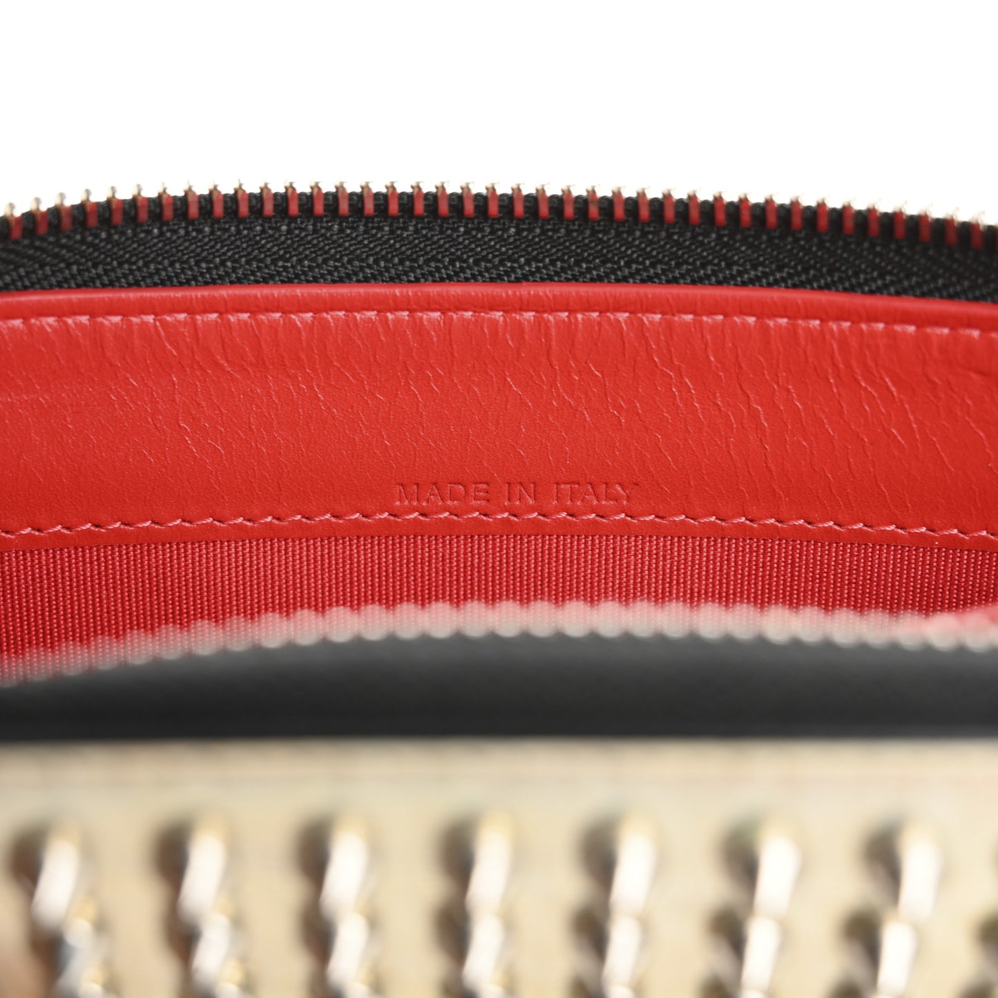 Metallic Specchio Panettone Spiked Zip Around Wallet Silver