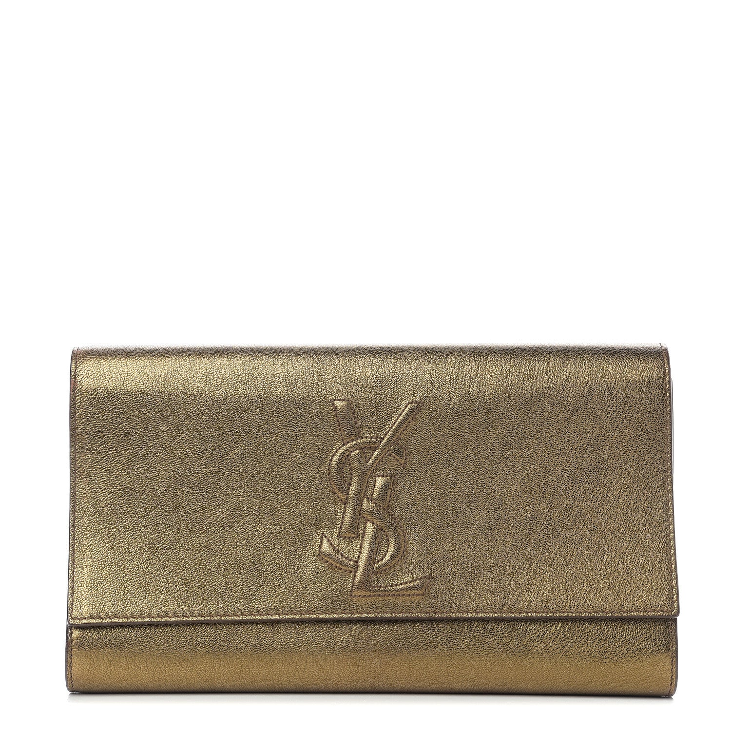 Saint Laurent Metallic Calfskin Monogram Large Belle De Jour Clutch Gold 1 of 8