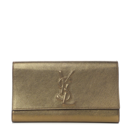 Saint Laurent Metallic Calfskin Monogram Large Belle De Jour Clutch Gold 1 of 8