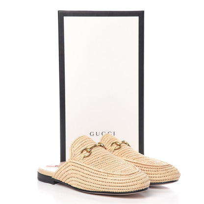 Gucci Raffia Womens Princetown Slippers 37 Naturale Sand Storm 8 of 8