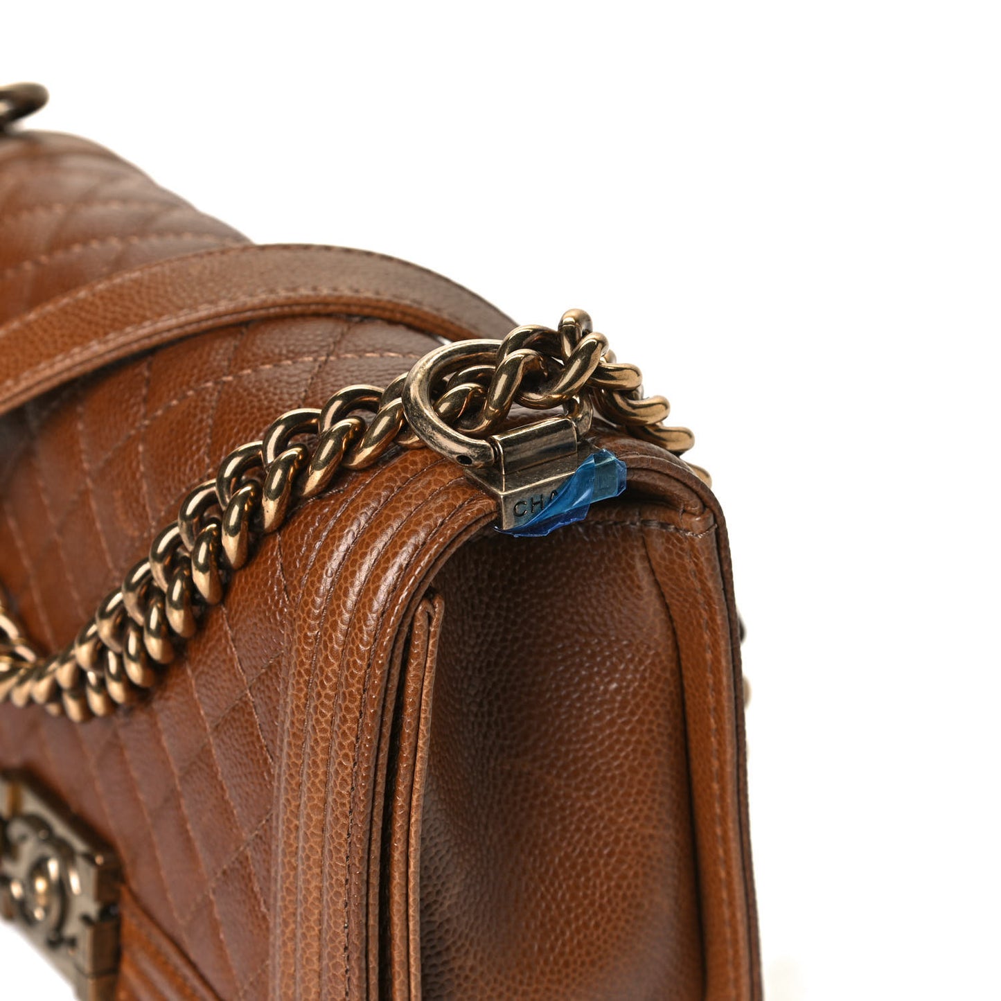 Caviar Quilted Medium Boy Flap Brown