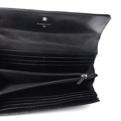 Chanel Striated Patent Quilted Large Gusset Flap Wallet Dark Grey 5 of 12