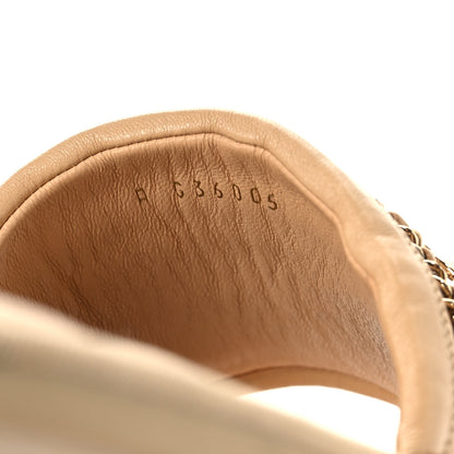 Chanel Lambskin Pearl Chain Flat Slipper Sandals M  Beige 7 of 9