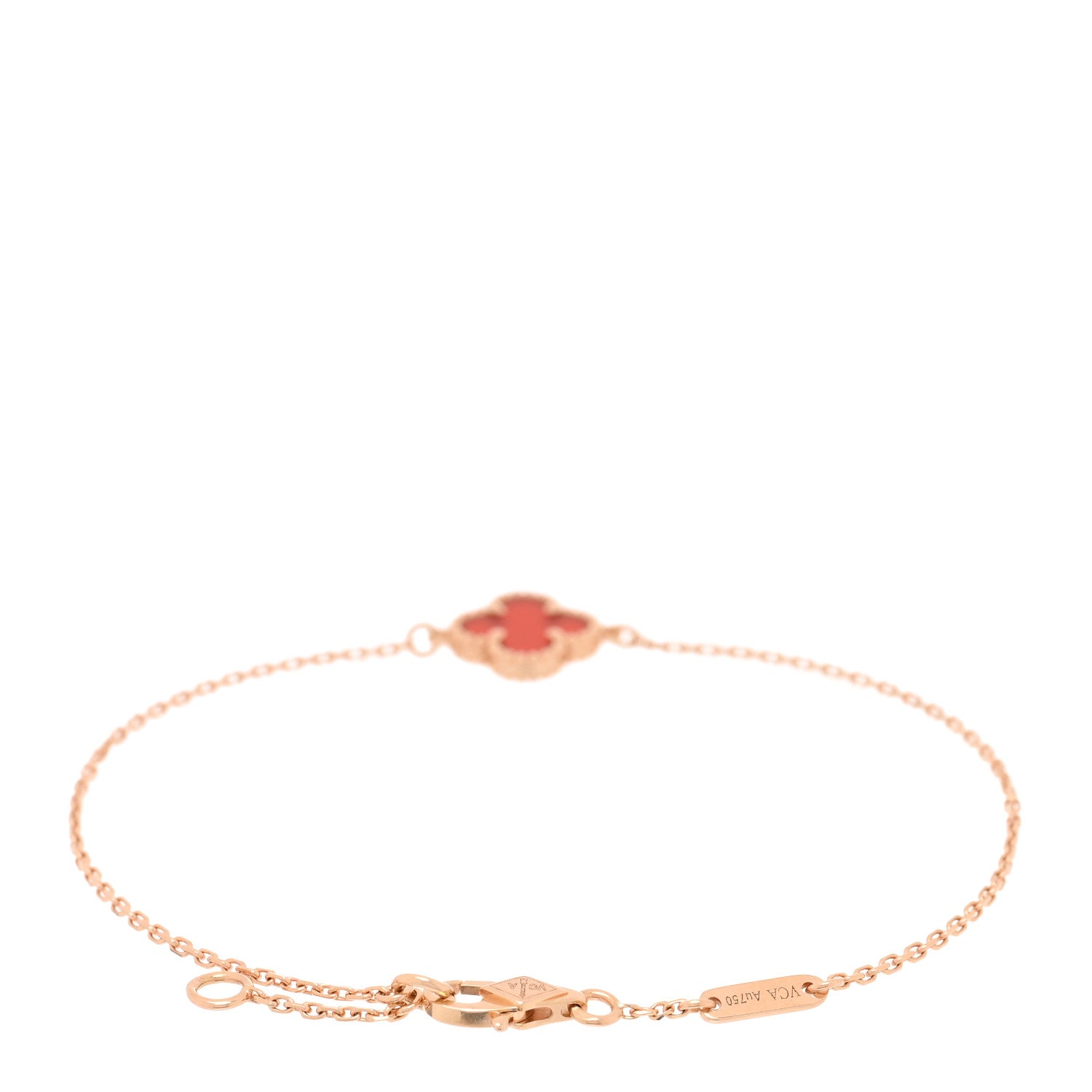 Van Cleef & Arpels 18K Rose Gold Carnelian Sweet Alhambra Bracelet 2 of 4