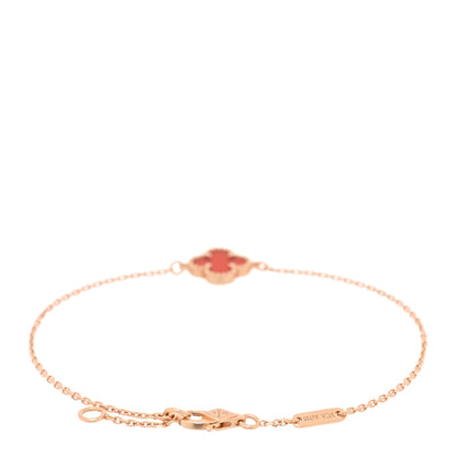 Van Cleef & Arpels 18K Rose Gold Carnelian Sweet Alhambra Bracelet 2 of 4