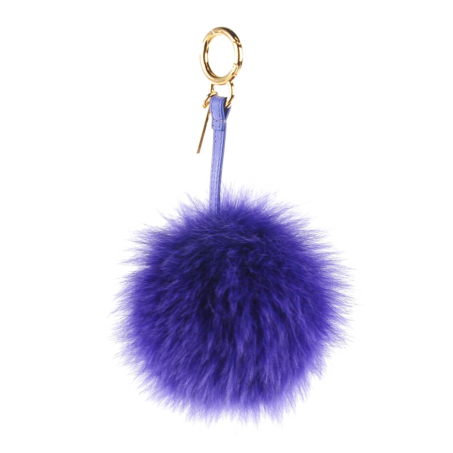 Fendi Fox Fur Vitello Elite Pom Pom Bag Charm Viola Cassis 4 of 9