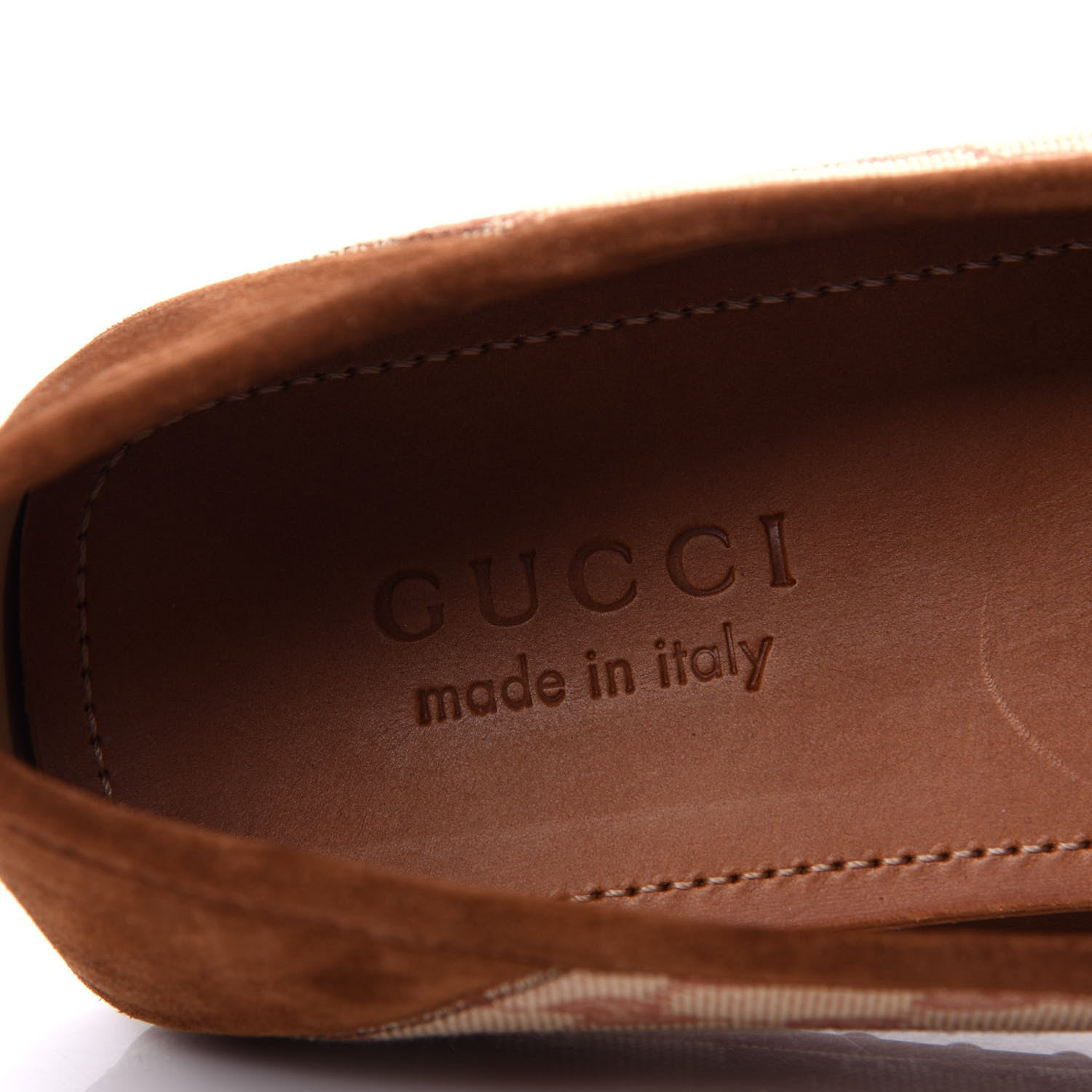 Gucci GG Monogram Suede Mens Driver Loafers 9 Beige Ruggine Cuir 7 of 11
