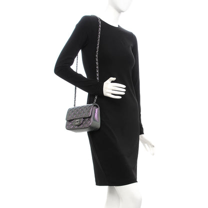 Chanel Iridescent Lambskin Quilted Mini Square Flap Dark Purple 2 of 8