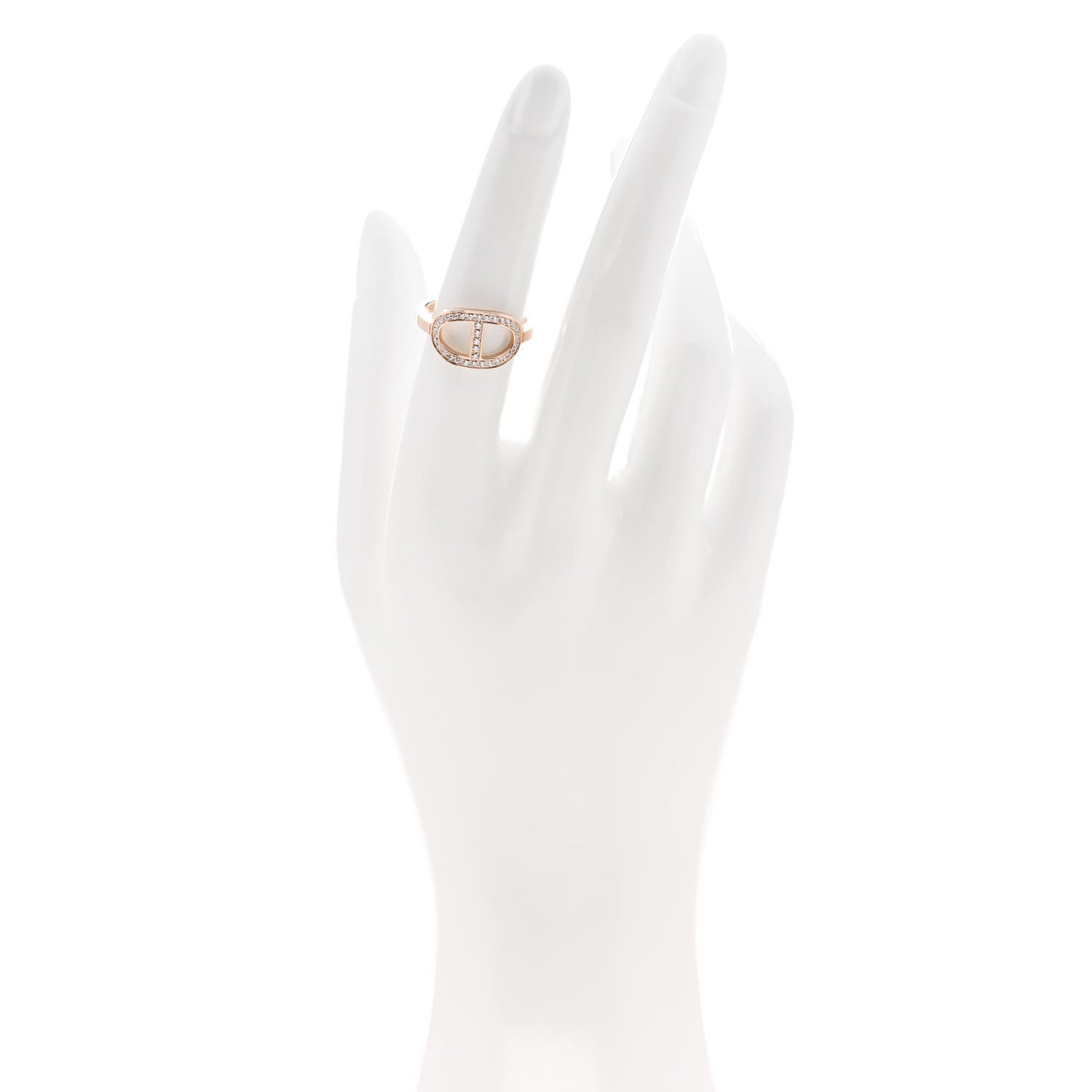 18K Rose Gold Diamond MM Chaine d'Ancre Contour Ring 52 6