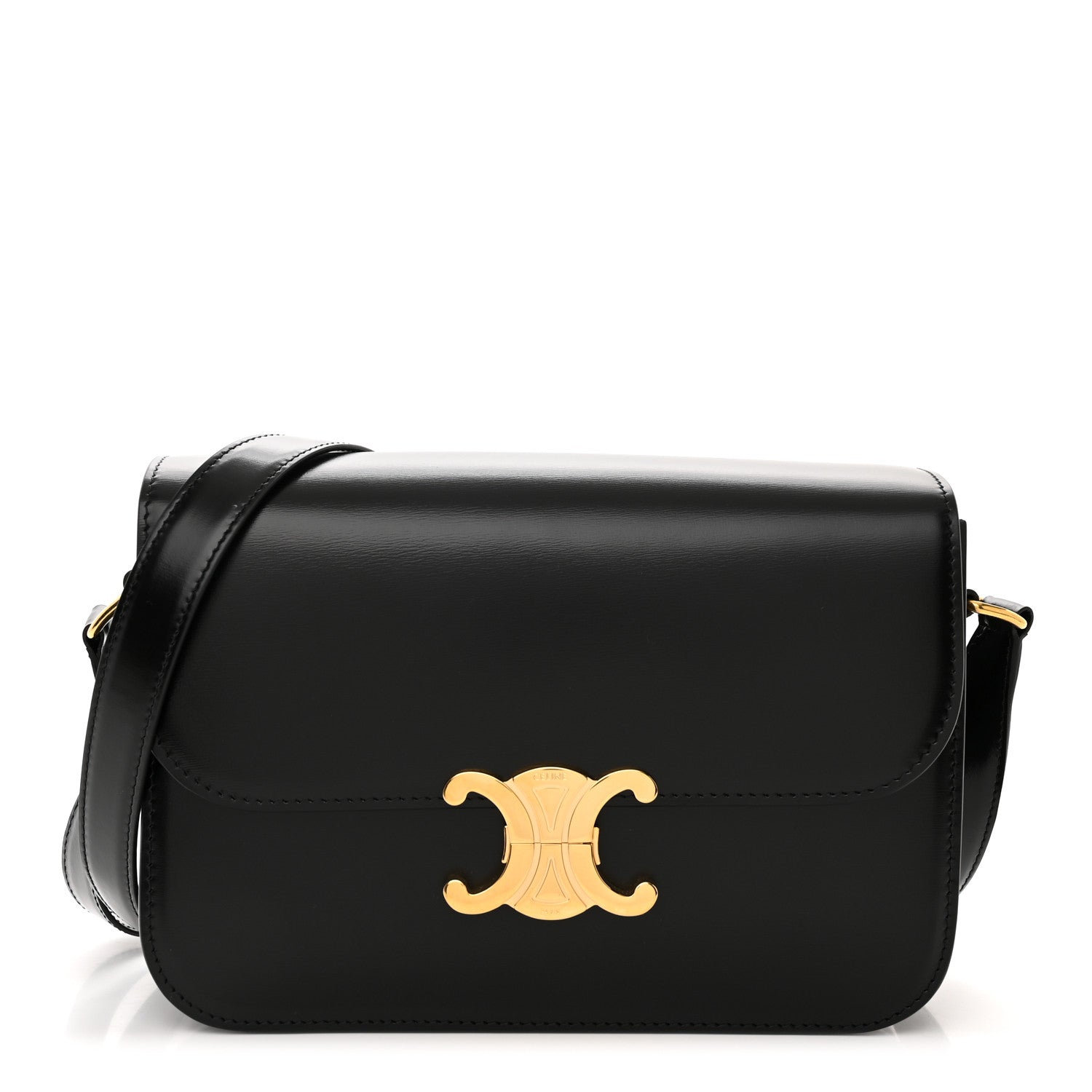 Celine Shiny Calfskin Medium Triomphe Black 1 of 14