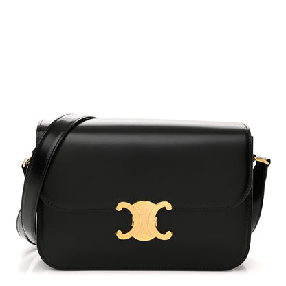 Celine Shiny Calfskin Medium Triomphe Black 1 of 14