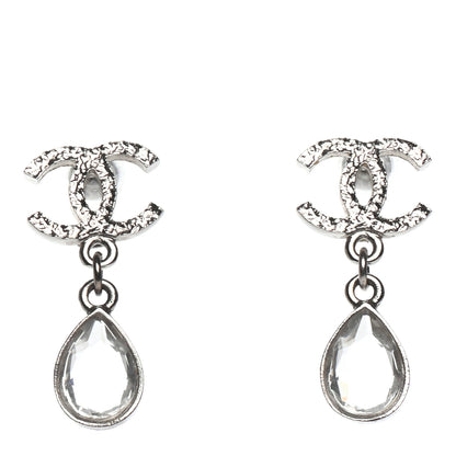 Chanel Crystal CC Tear Drop Earrings Silver 1 of 4