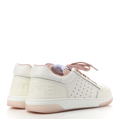 Chanel Grained Calfskin Fabric Womens Logo Sneakers 41 White Light Pink 4 of 9
