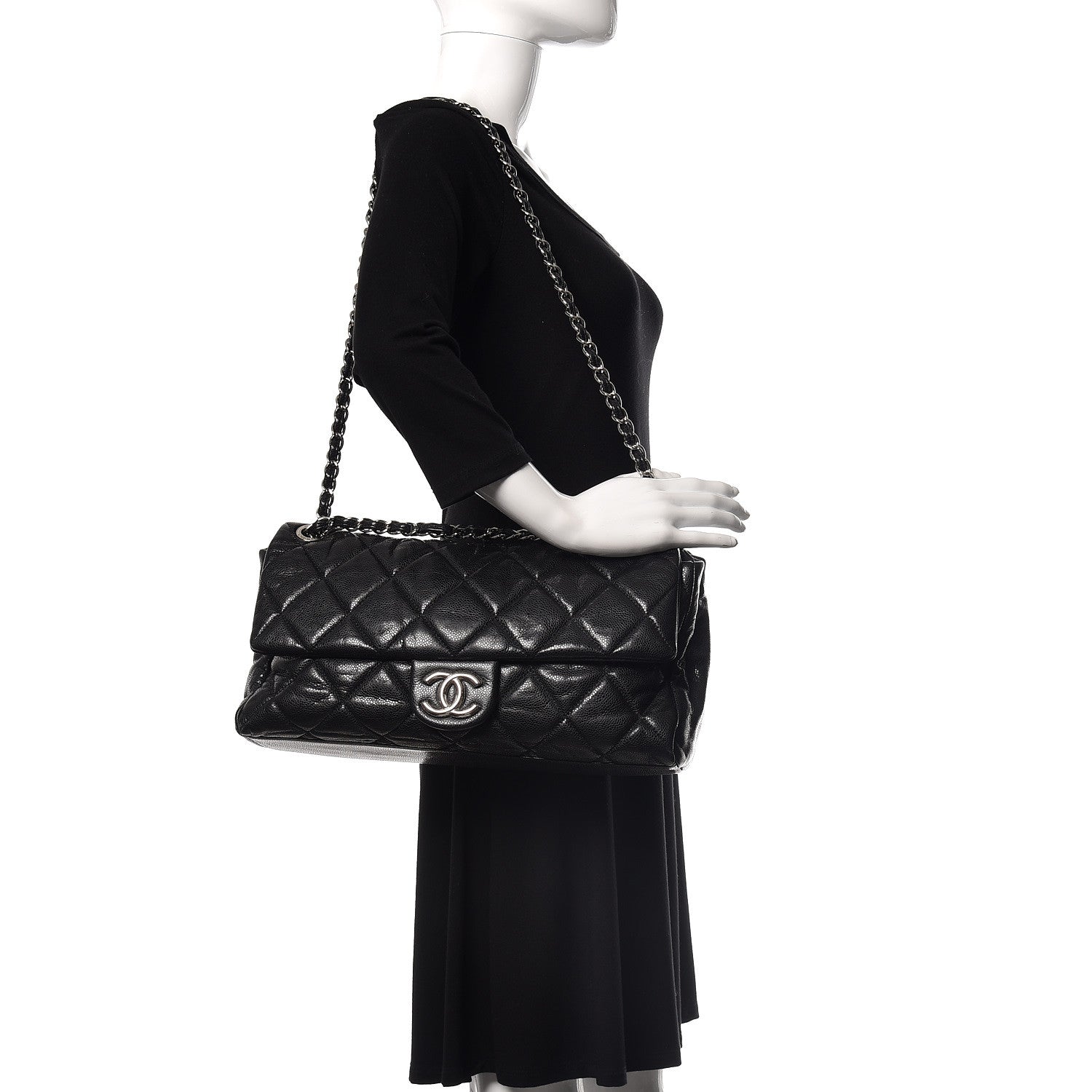 Chanel Glazed Caviar Medium Nature Flap Bag Black 3 of 16