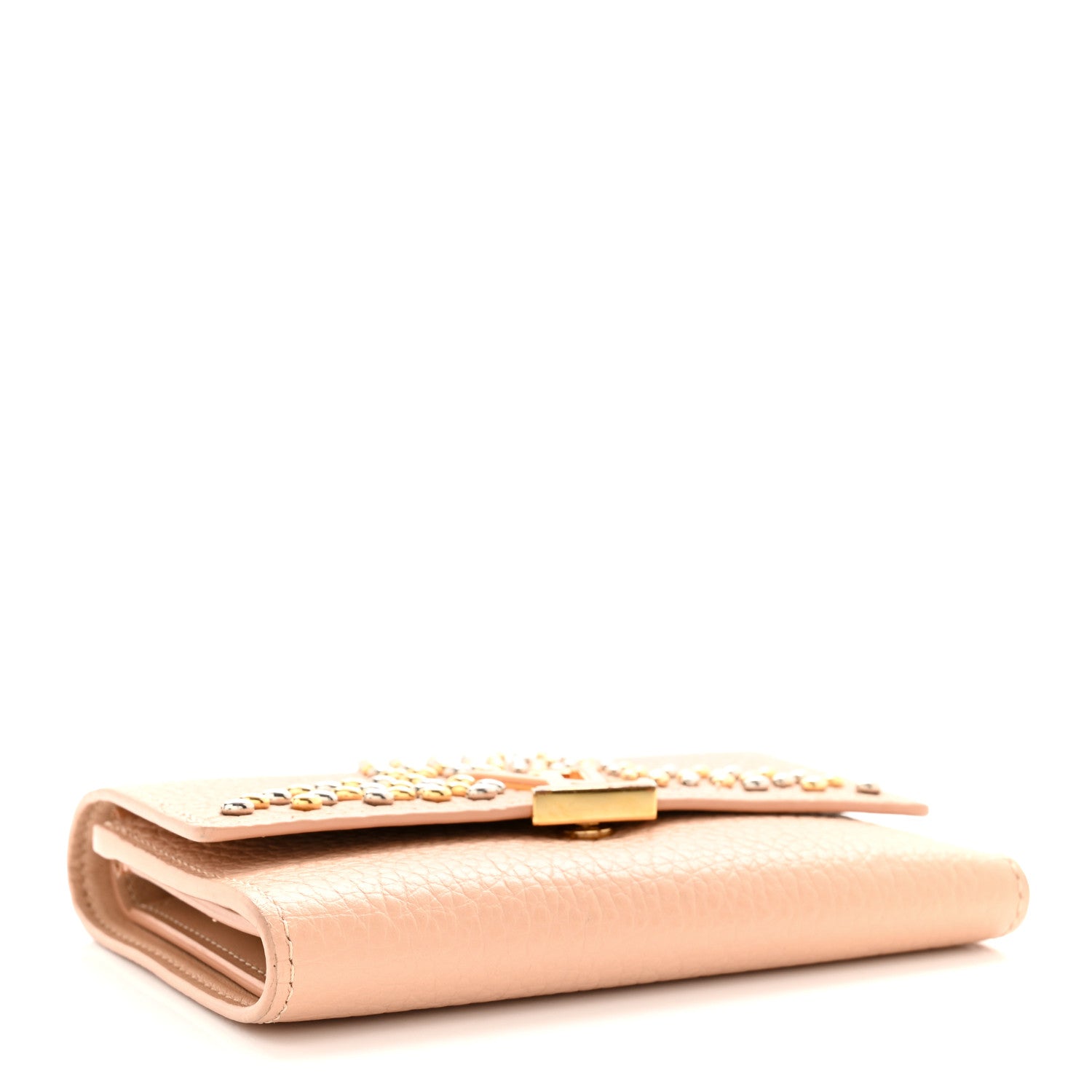 Louis Vuitton LOUIS VUITTON Taurillon Embellished Capucines Compact Wallet Beige 4 of 14